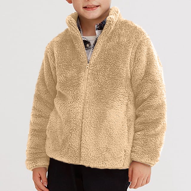 LOVZFMLL Vestes pour Filles Mode pour Enfants Couleur Unie Fermeture Éclair Poche Col Montant Chaud à Manches Longues à Capuche Veste Décontractée 5-6 Ans