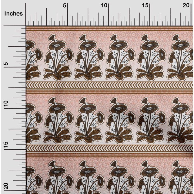 oneOone Cotton Flex Peach Fabric Geometric|Leaves & Floral Block Sewing Craft Projects Fabric Prints By Yard 40 Inch Wide