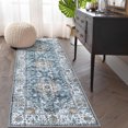 thumbnail image 3 of Garvee 2'x6' Vintage Distressed Runner Rugs Hallway Rug, Washable Retro Medallion Rug Non-Slip Stain Resistant Indoor Carpet for Bedroom Kitchen, Blue, 3 of 8