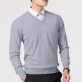 thumbnail image 5 of Xcmzpl Chandail-Robe à Col en V pour Hommes, Tricot, Manches Longues, Coupe Ajustée, Chandails Mode, Chandail à Enfiler, Chandail de Base Uni, Hauts de Chandail d'Automne, 5 of 5