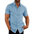 thumbnail image 1 of LUXUR T-shirt Homme Col à Revers T-shirt Manches Courtes Hauts Amples Chemises d'Été Col Rabattu Blouse Bleu TG, 1 of 6