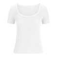 thumbnail image 4 of Timegard Hauts de Sortie pour Femmes Col Rond Confortables Coupe Ajustée Manches Courtes Couleur Unie Hauts Décontractés, 4 of 4