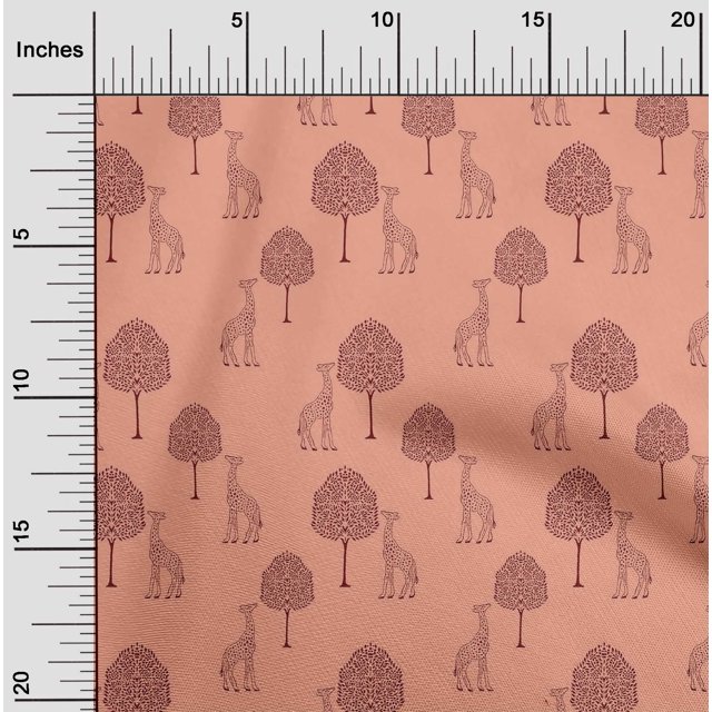 oneOone Viscose Jersey Fabric Tree & Giraffe Block Print Fabric By Yard 60 Inch Wide