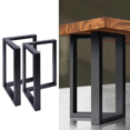 thumbnail image 3 of Set of 2 AnthroDesk Carbon Steel Metal Table Legs. for Dining Room, Patio, Coffee Table, Office, Home Office with Matte Black Powder Coating (LSHAPE-28), 3 of 5