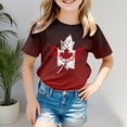 thumbnail image 2 of PMVFHDE Canada Day T-Shirt à Motif Imprimé de Feuille d'Érable Haut Musical Filles T-Shirt à Manches Courtes T-Shirt d'Été à Col Rond Coupe Décontractée Chandails de Base, 2 of 4