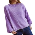 thumbnail image 1 of Timegard Chandails à Manches Longues pour Femmes Automne Hiver Décontractés Confortables Col Ras du Cou Manches Longues Bouffantes Hauts de Couleur Unie, 1 of 5