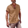 thumbnail image 1 of EOYWHK Men Linen Shirt Summer Beach Cardigan Lightweight Button Down Lapel Blouse with Pockets Flyer, 1 of 2