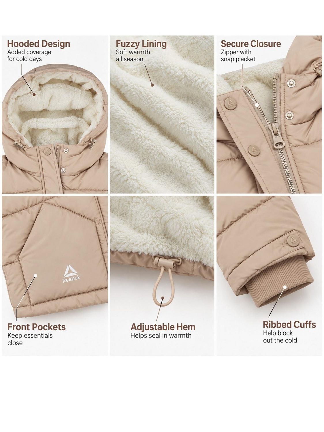 Reebok Women's Puffer Jacket, Sizes XS-XXL