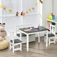 thumbnail image 2 of Costway 4 PCS Kids Wooden Activity Table & Chairs Set w/ Storage Bench Study Desk Grey, 2 of 10