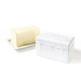 thumbnail image 1 of RICARDO 1 lb Butter Dish, Durable Ceramic Butter Keeper with Printed Measurements, Dishwasher Safe, Keeps Butter Fresh & Soft for Easy Storage & Serving, Neutral White, 1 of 3
