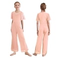 thumbnail image 5 of Kvysinly Combinaisons à Jambes Larges Scintillantes pour Filles avec Strass Col Rond Manches Courtes Rose 8, 5 of 5
