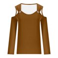 thumbnail image 4 of Yuyuzo Womens Tunic Tops Cold Shoulder Long Sleeve Shirts Loose Solid Color Lightweight Tee Tops, 4 of 5