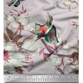 thumbnail image 1 of Soimoi Gray Poly Georgette Fabric Floral & Bird Print Fabric by the Yard 42 Inch Wide, 1 of 3