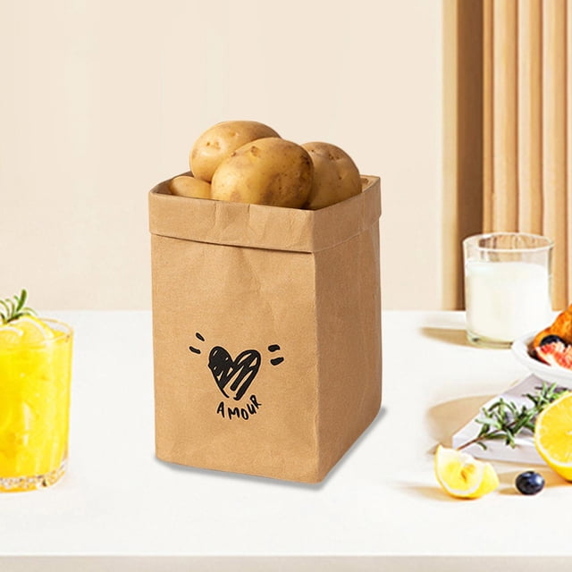 Apmemiss Clearance Washable Kraft Paper Bag Thickened and Green Plants Pot Decoration Large Capacity Refrigerator Kitchen Thickened Waterproof Storage Bag