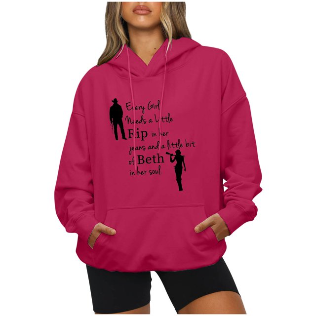 IROINID Rabais Hauts à Manches Longues pour Femmes Col Rond à Capuche Détente Imprimé Chandail Blouse Chandail en Molleton Hauts Chemises Hauts, Rose Vif