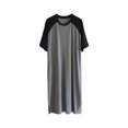 thumbnail image 1 of serony Chemise de Nuit pour Homme Coton Raglan Vêtement de Nuit Robe de Pyjama Légère Respirante Col Rond Chemise de Sommeil Nuisette à Empiècements Noir/gris Foncé TTTTG, 1 of 9