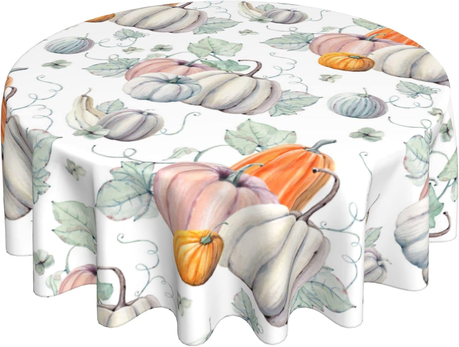 Thanksgiving Fall Round Tablecloth 60 Inch, Autumn Harvest Pumpkin Tablecloths Stain Resistance Polyester Table Cloth for Holiday Parties Kitchen Dining Indoor Outdoor