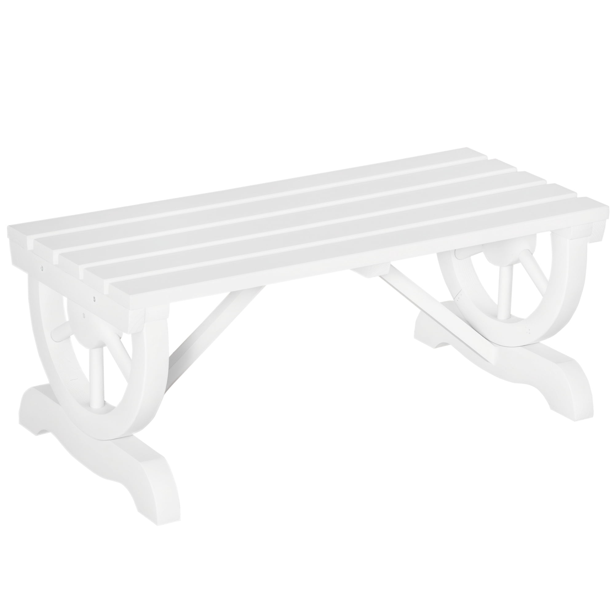 Outsunny Rustic Wood Outdoor Bench, Garden Bench for 2-Person, White