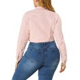 thumbnail image 3 of GRACE & GRANDEUR Women's Plus Jean Jackets Button Down Denim Bomber Jacket, 3 of 6
