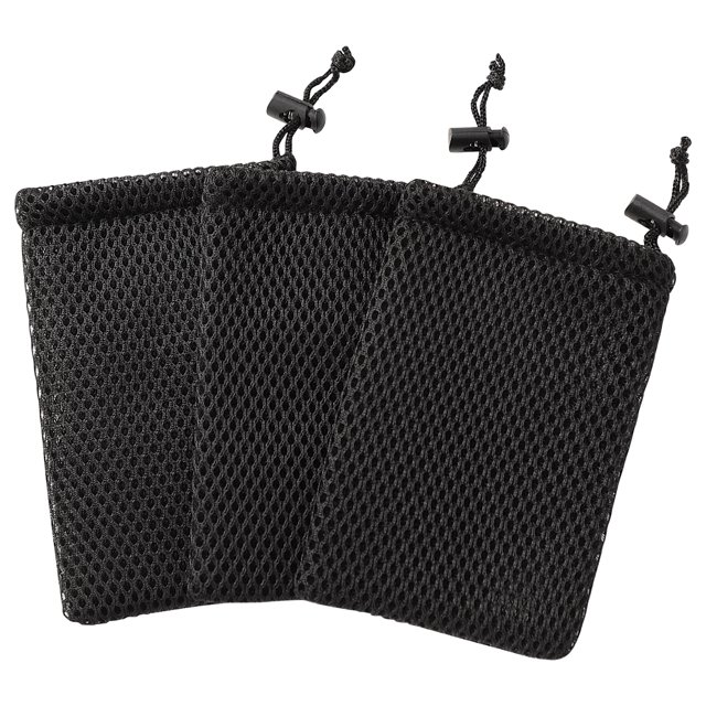 Unique Bargains Pochette à Cordon en Maille de Nylon Noire pour Téléphone Cellulaire, 3 Pcs