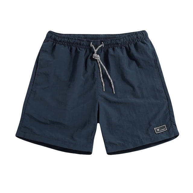 jsaierl Men's Summer Shorts Plus Size Thin Fast-drying Beach Trousers Casual Sports Drawstring Short Pants