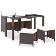 thumbnail image 1 of vidaXL 5 Piece Outdoor Dining Set with Cushions Poly Rattan Brown, 1 of 5