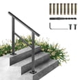 thumbnail image 1 of KFFKFF Outdoor Handrail 165lbs Load Handrail Outdoor Stairs Aluminum Stair Handrail 36 x 35" Outdoor Stair Railing Transitional Range from 0 to 50° Staircase Handrail Fits 2-3 Steps with Screw Kit, 1 of 9