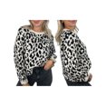 thumbnail image 2 of Honganda Pull Ample d'Automne pour Femmes Motif Léopard Manches Longues Tricot, 2 of 8