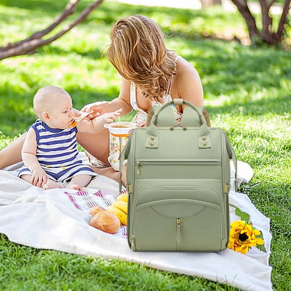 BUTASY Sac à Couches Sac à Dos, Sac à Dos d'Allaitement pour Bébé Grande Capacité pour Parents Sac à Couches pour Bébé de Voyage Multifonction Imperméable (Vert)