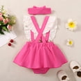 thumbnail image 3 of MIASHUI Girls Fly Sleeve Ruffles Prints Romper Dress with Headbands Bodysuits Clothes,Pink,9-12 Months, 3 of 7