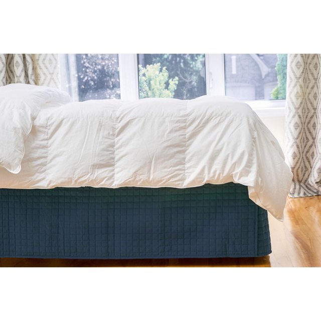 Jupe de lit Grid double de Gouchee Home – Jupe de lit matelassée bleu marine, microfibre douce brossée, 137 x 195 x 35 cm, lavable en machine