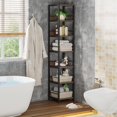 thumbnail image 3 of Fnova 75" 6-Tier Corner Bookshelf, Tall Narrow Rustic Wood Open Storage Rack, Square Bookcase Display Stand for Small Spaces in Living Room, Bathroom, 3 of 7