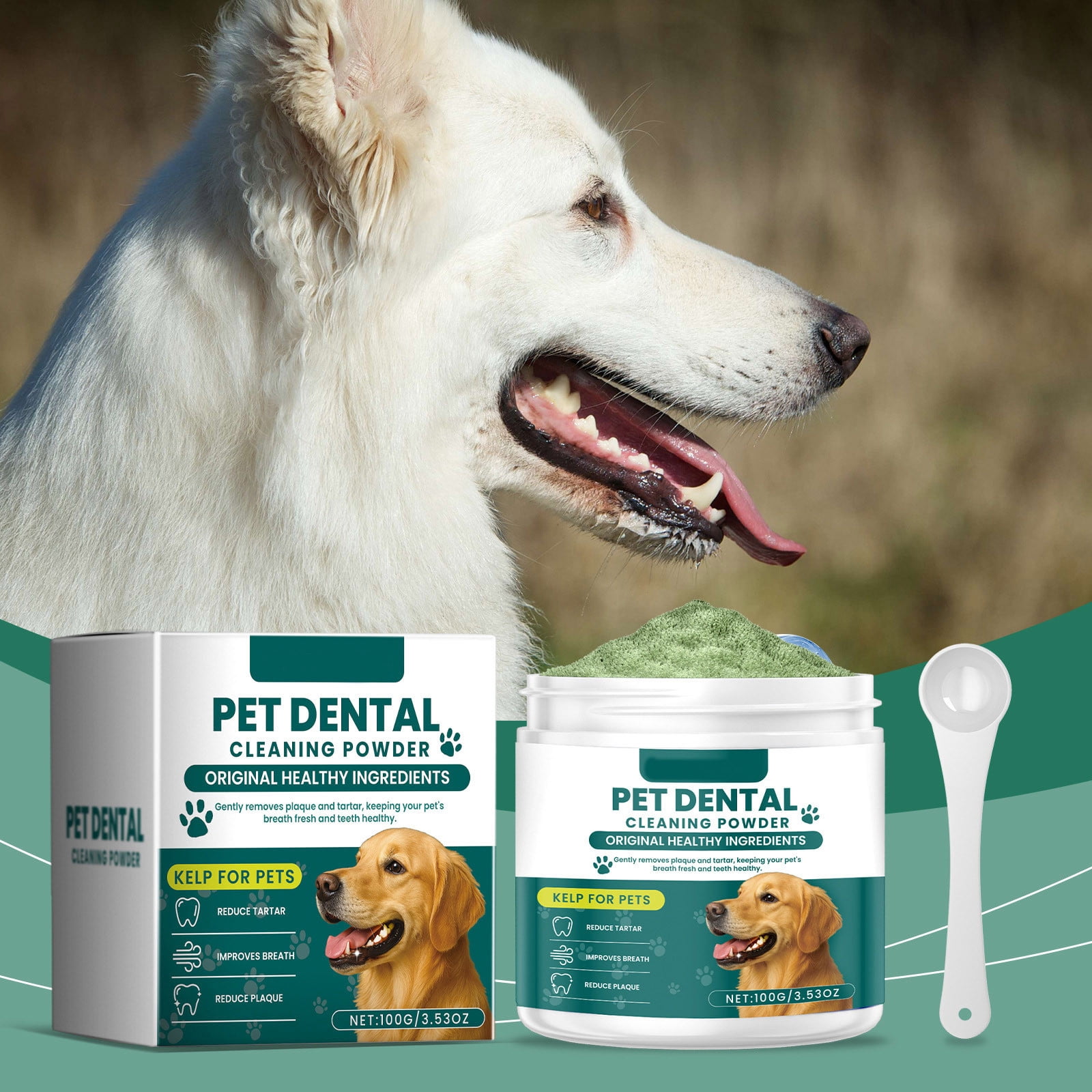 REK Balanced Formula Dog Teeth Cleaning Powder Oral Hygiene Odor Bicarbonate Pet Teeth Cleaning Powder