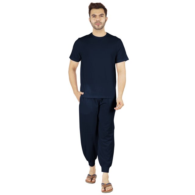 Inkmeso Ensemble de Pyjama Uni pour Hommes, Manches Courtes, Vêtement de Nuit à Col Rond, Ensemble de Pj