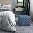 thumbnail image 2 of SIMPLIHOME Graham Square Pouf, Footstool, Upholstered in Patterned Blue, Natural Hand Woven Cotton, for the Living Room, Bedroom and Kids Room, Transitional, Modern, 2 of 5
