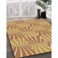 thumbnail image 3 of Ahgly Tapis d'Intérieur Lavable en Machine Carré Transitionnel Jaune Orange, 7 Pieds Carré, 3 of 7
