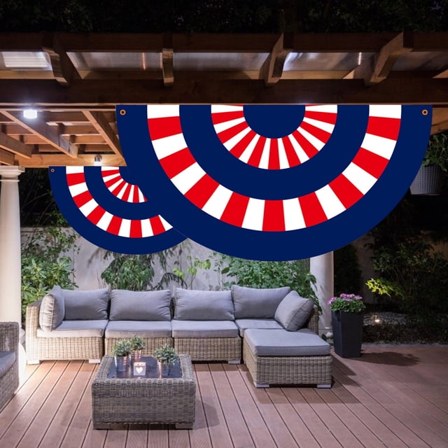 PUREKKI Patriotic Half Round Flag Decorated With Patriotic Star Spangled Flag