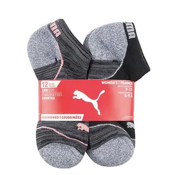 PUMA Womenâs Low Cut Socks, 12-Pair Black