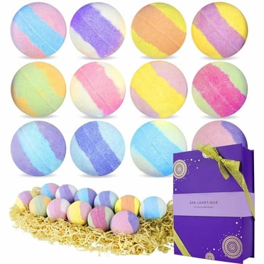 Ensemble-cadeau de Bombes de Bain pour Femmes - 12 Pcs Bombes Bulles Faites à la Main, 12 x 3,12 Oz Pétillantes Relaxantes pour Douche Cadeaux d'Anniversaire pour Elle