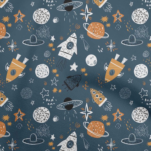 oneOone Silk Tabby Teal Blue Fabric Galaxy Craft Projects Decor Fabric Printed By The Yard 42 Inch Wide