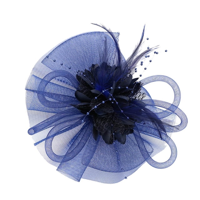 Kcodviy Women Wedding Mesh Hat Washable Hat Fascinator Penny Ribbons and Mountain Baseball Cap Feathers Party