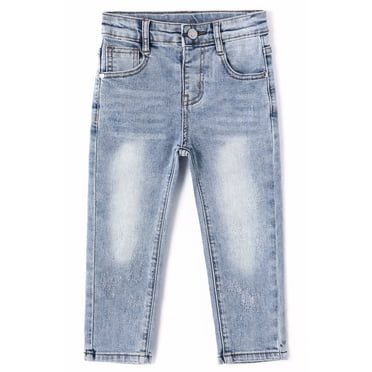 KIDSCOOL SPACE Baby Girl Boy Little Kid D Ring Ripped Denim Jeans Pants,12-18 Months