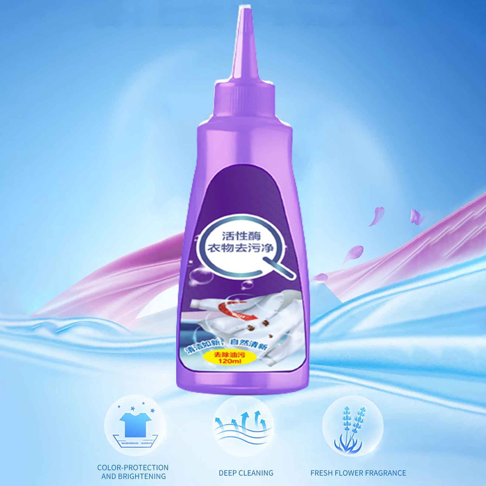 Lisbinx Enzyme Laundry Stain Remover Liquid, Active Enzyme Wash & Detergent for Oil Sweat Urine Stains, 120 mL, for Machine or Hand Washing
