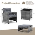 thumbnail image 3 of Costway 5 Piece Patio Rattan Furniture with 2 Ottomans & Tempered Glass Coffee Table Gray + Mix Gray, 3 of 10