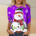 thumbnail image 1 of Jienlioq Hauts Grande Taille pour Femmes Mode T-Shirt Décontracté de Noël pour Femmes à Imprimé Col Rond Manches 3/4 Haut Blouse Rabais, 1 of 5