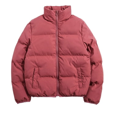IROINID Women's Puffer Jacket Long Sleeve Solid Color Stand Collar Outwear, Loose Paras Windproof Padded Clothes Jacket