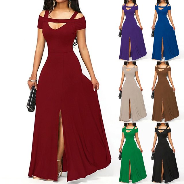 Gspmoly Robes Décontractées pour Femmes, Printemps et Su Robe Longue Aguichant de Printemps et d'Été pour Femmes Style Épicé Fille Haute Élasticité Couleur Unie Robe-Jupe pour Femmes Robes Formelles pour Femmes Articles en Liquidation