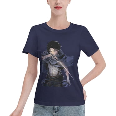 T-Shirt Basique à Manches Courtes pour Femmes Attaquant le Géant Levi Ackerman