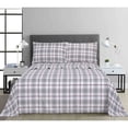 thumbnail image 2 of Swift Home 4-Piece Printed Sheet Set, Grey Plaid, Full Size, 2 of 3