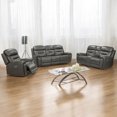 thumbnail image 1 of Cosmic Homes Sublime Ensemble de Fauteuil Inclinable Manuel 3 Pcs en Cuir d'Air Charbon – Sofa, Causeuse et Fauteuil Inclinable avec Porte-Gobelets et Rangement, Salon, 1 of 6